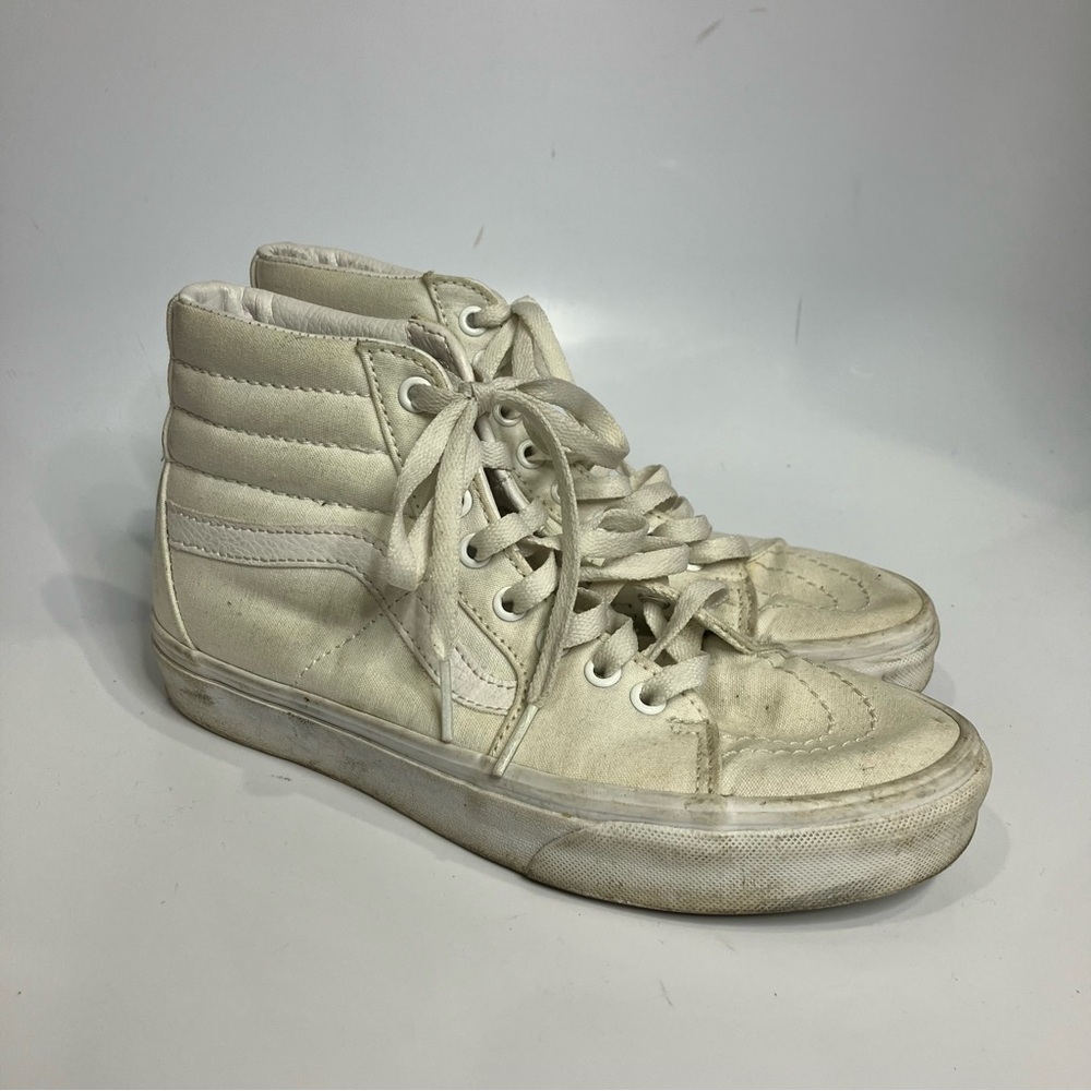 Vans all white canvas hightop sneakers unisex sizing